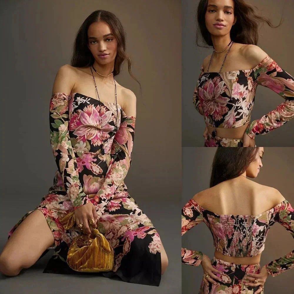 Anthropologie Floral Cropped Top Size 10 NWOT